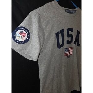 Polo Ralph‎ Lauren Kids USA Olympic Team Patch T-Shirt Gray Medium